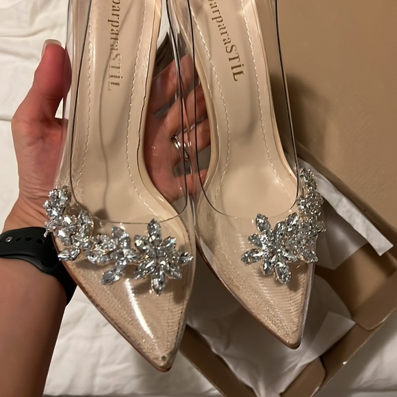 Embellished Vinyl Clear Heels - Picture 4 of 6